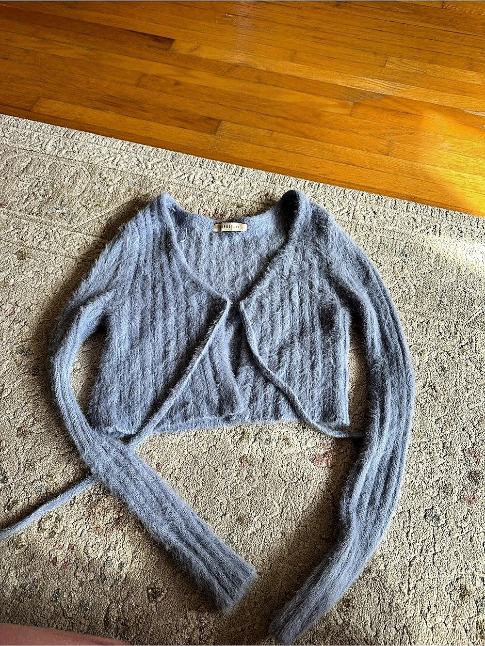 Aeropostale Fuzzy Knit Wrap Cardigan in Blue Size Small